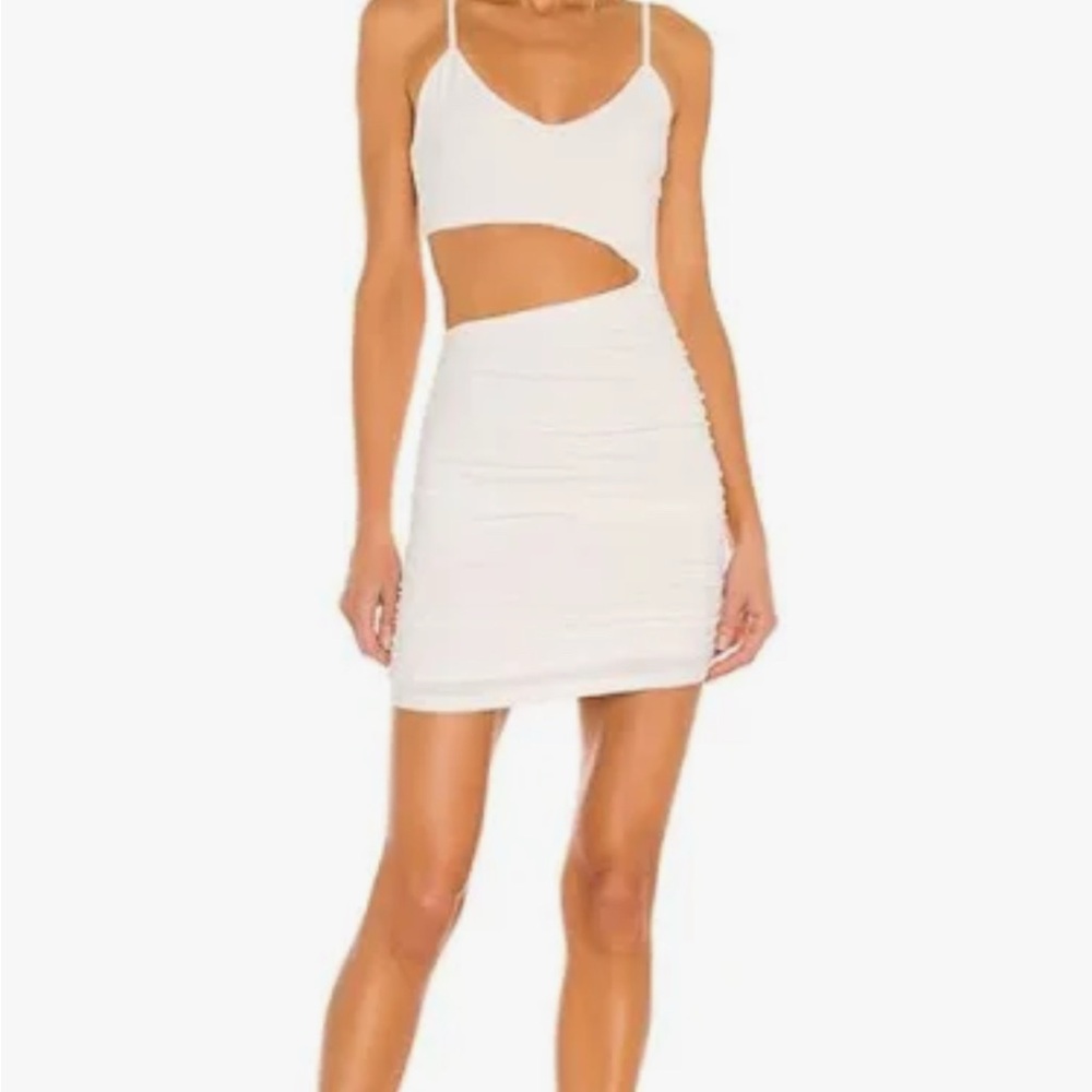 Superdown Darcy Ruched White Cutout Mini Dress